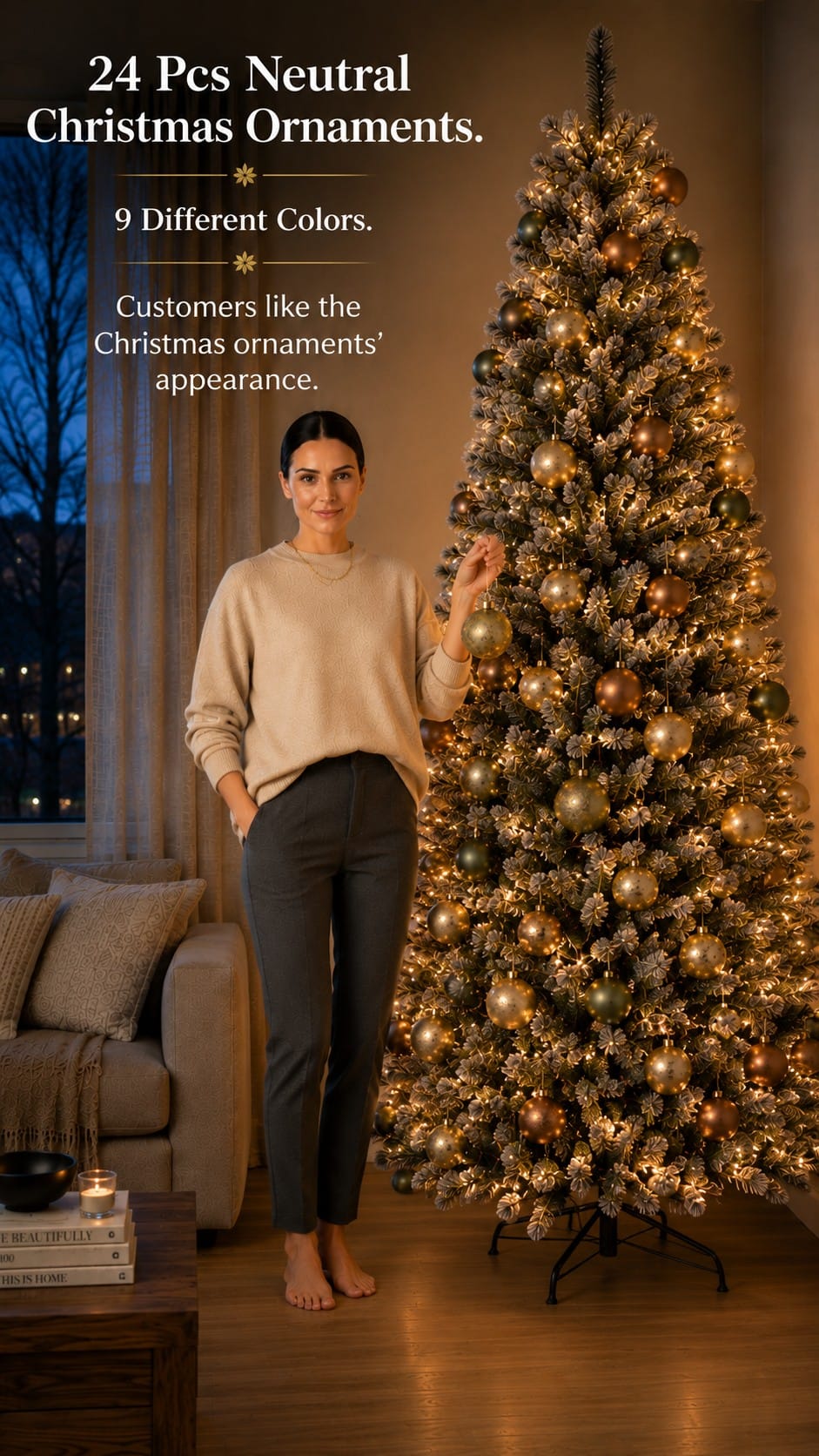 Suilung neutral textured Christmas ball ornaments in cream and taupe