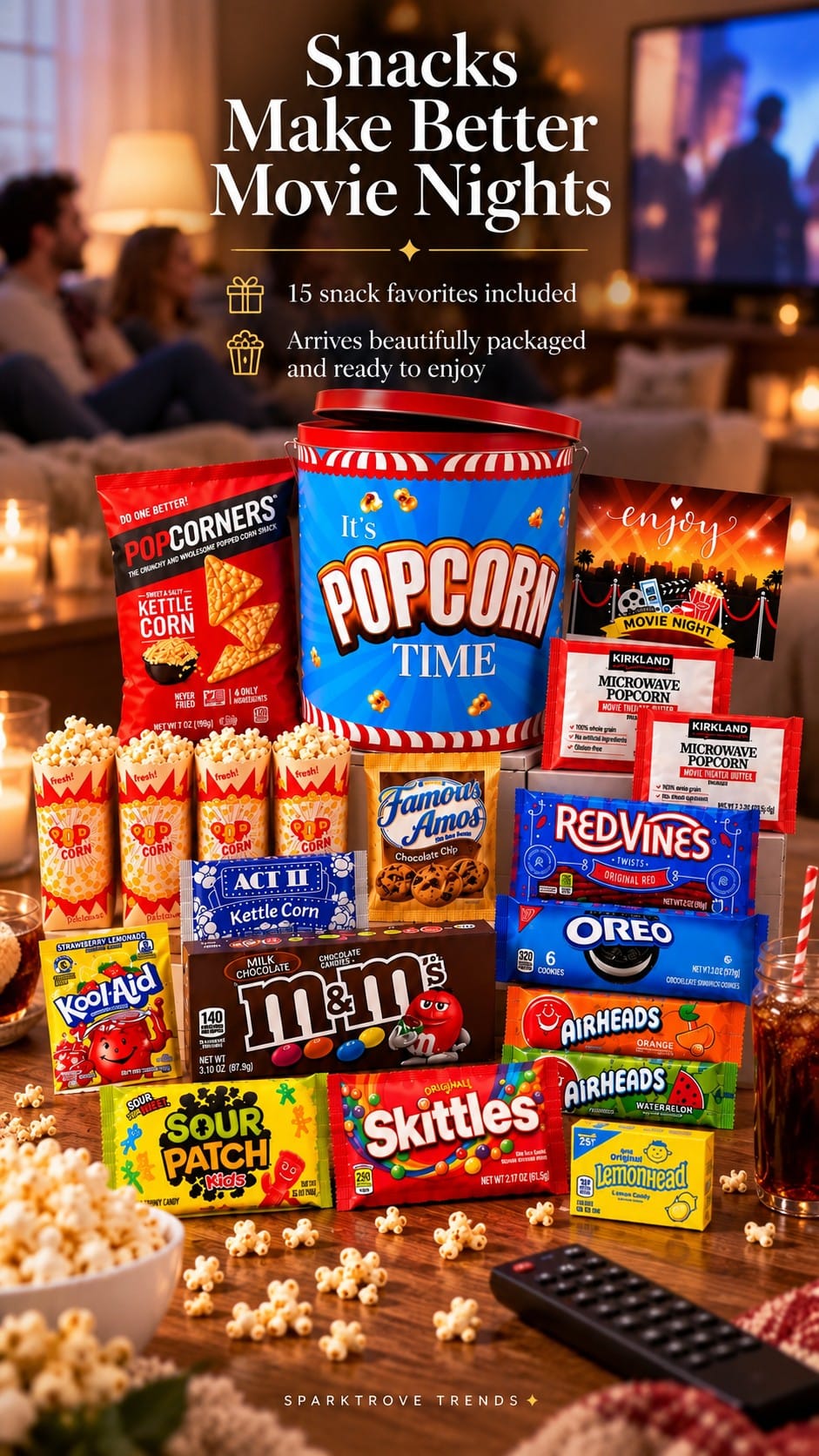 Zelica Ultimate Movie Night Snack Gift Basket Review Zelica Ultimate Movie Night snack gift basket overlay graphic